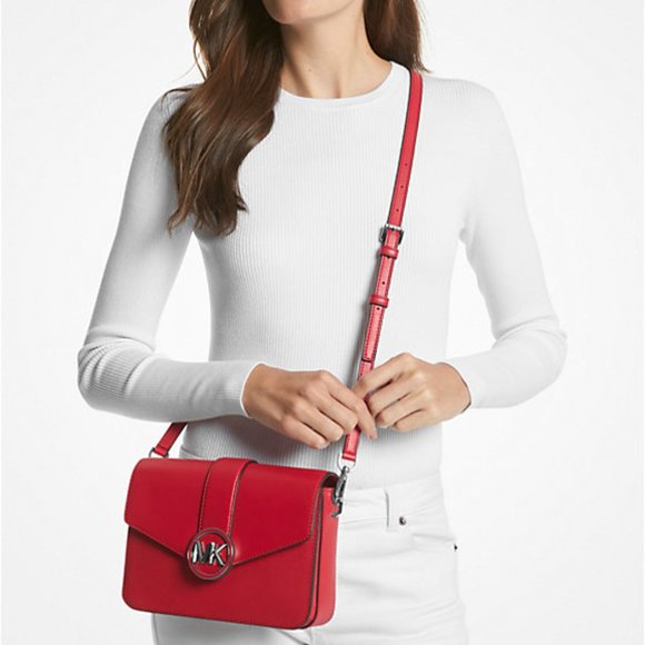 New Michael Kors Carmen Medium Convertible Shoulder Bag Bright Red - Picture 2 of 3